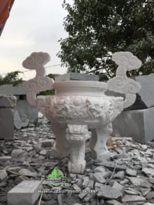 lư hương đá trắng nguyên khối